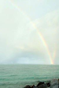 A rainbow on the beach