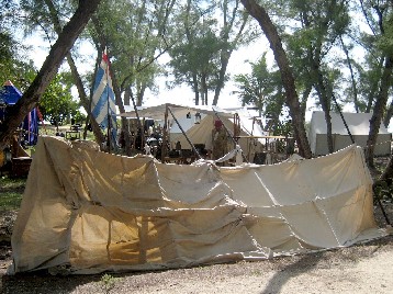 A canvas wall in the buccaneer camp