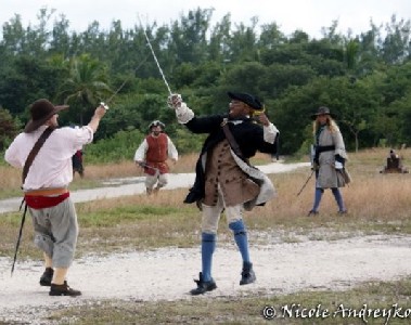 Israel leaping back in sword fight