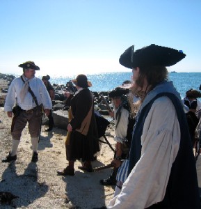Pirates standing around at sea