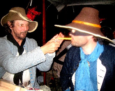 Patrick lighting Mission's breadstick