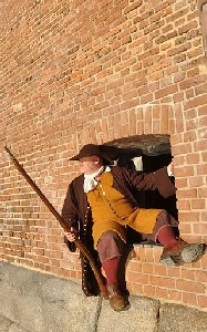 William Red Wake posed at fort window