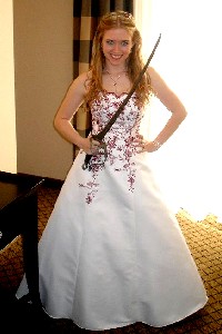 Morgan Drake in wedding dress