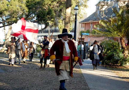 Riflemen march behind Sgt. William