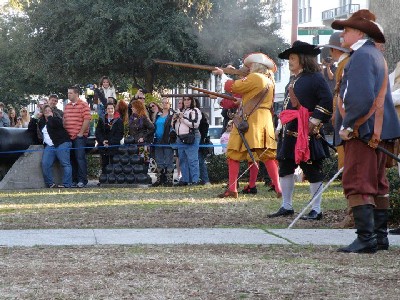 The Spanish riflemen in the park