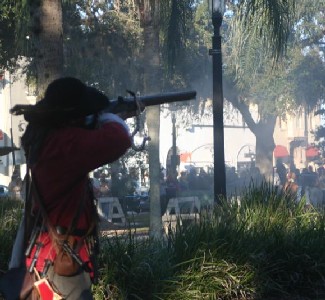 A Spanish sniper firing at the bucaneers