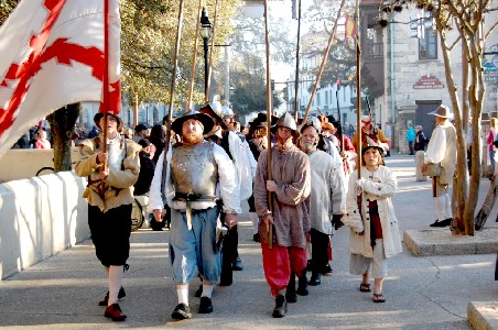 Pikesmen marching in formation