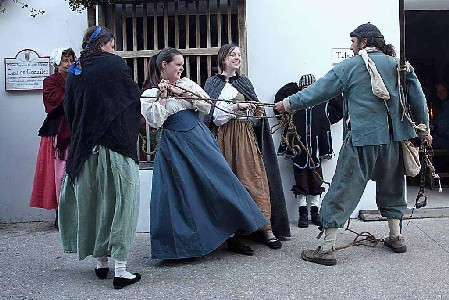 Captured girls resisting