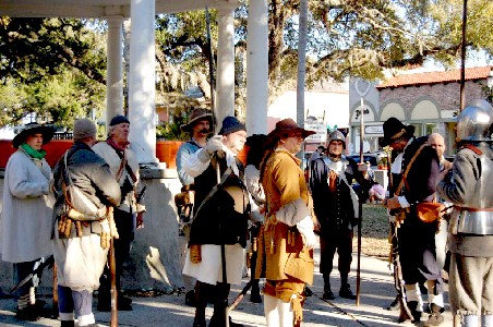 People arriving in the park before the battle
