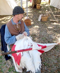 Willie working on the flag