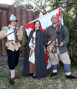 Sam, Gretchen and someon in garb