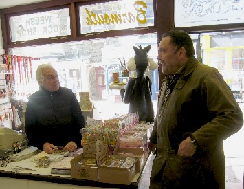 Owner Vic and Gareth in the Barmouth Rock Shop